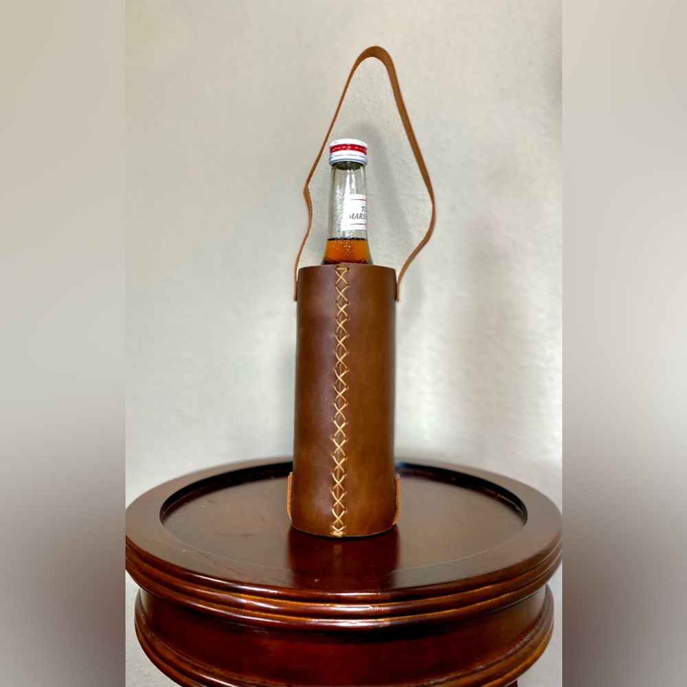 Leather Bottle Holder Tote
